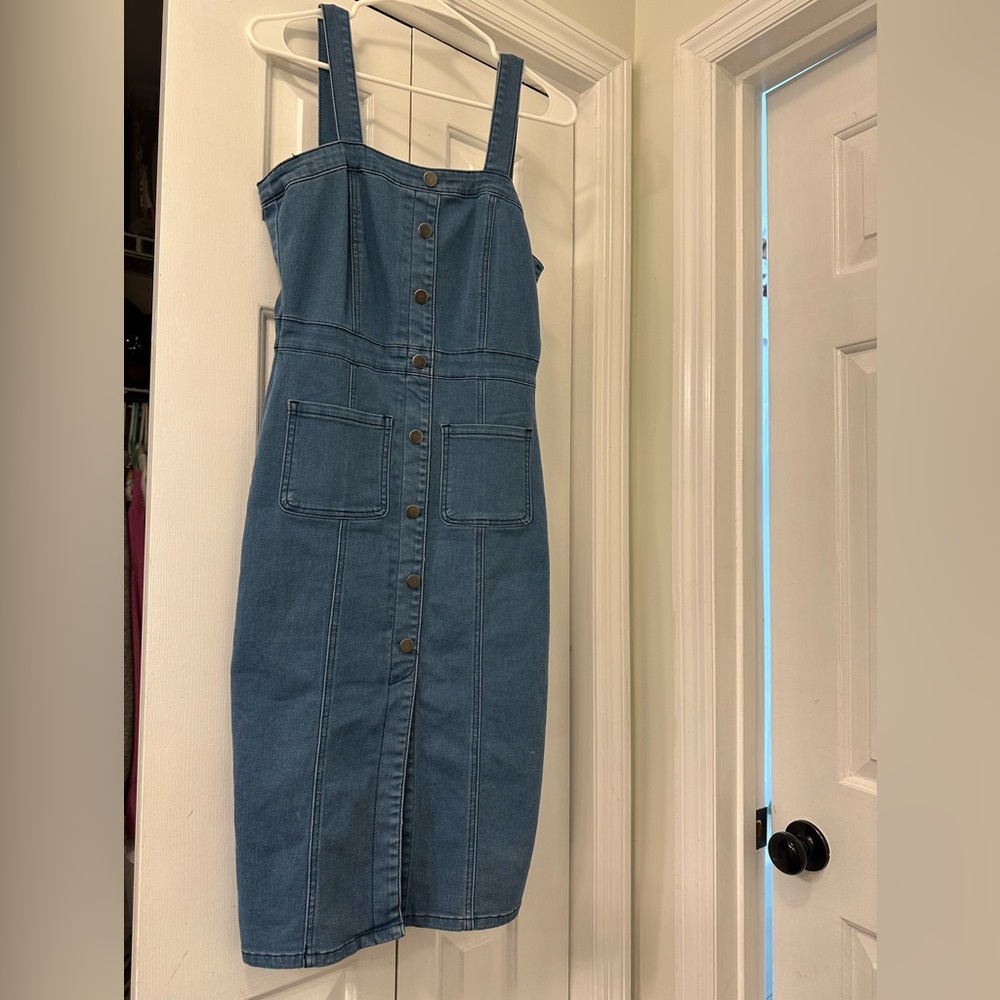 Stretchy Blue Jean Dress-hugs the curves like a glove -NEVER WORN